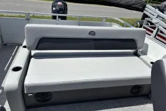 Slide: The Image of 2026 Sun Tracker Party Barge 22 RF DLX with comfortable seating and modern design. - 3