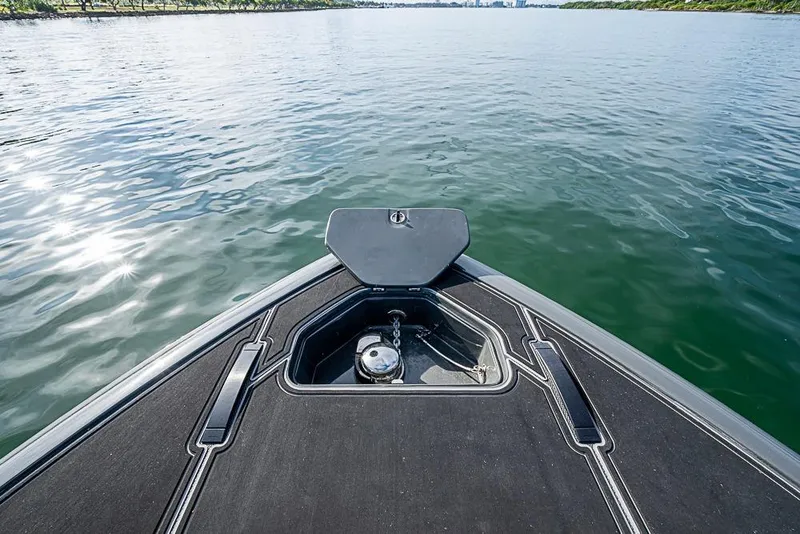Slide: The Image of Bow view of 2021 Midnight Express 43 Solstice on calm water. - 30