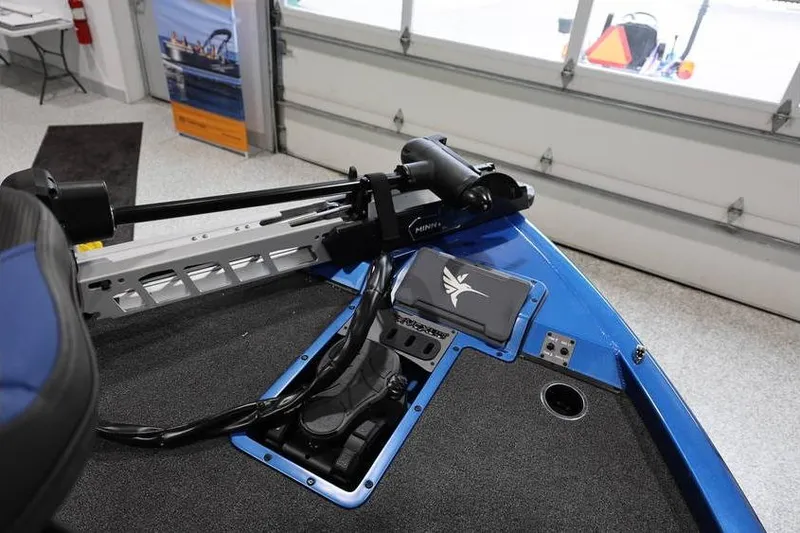 Slide: The Image of 2026 Vexus AVX 2085S boat interior with trolling motor and control panel. - 13
