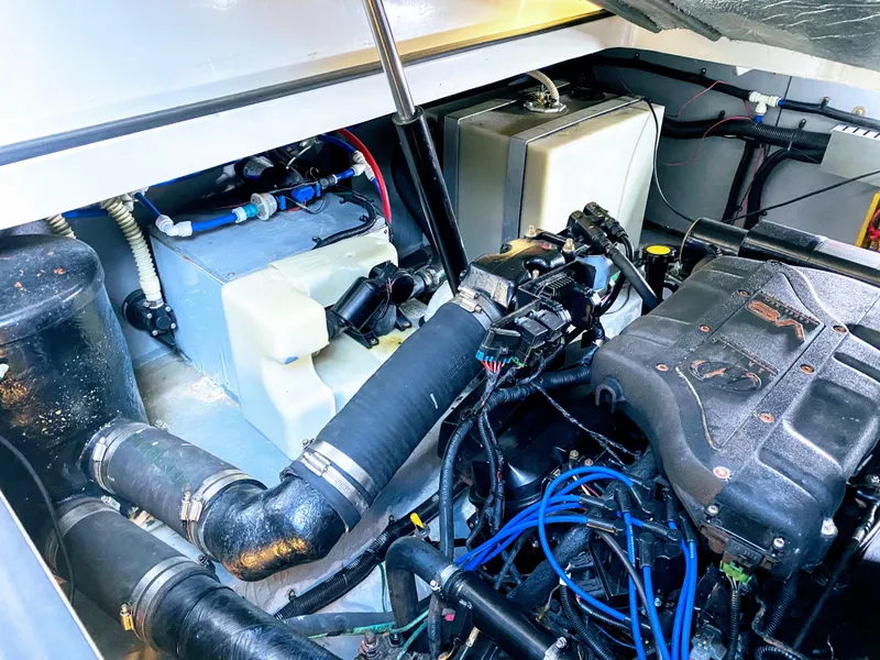Slide: The Image of Engine compartment of a 1999 Sea Ray 370 Express Cruiser boat. - 45