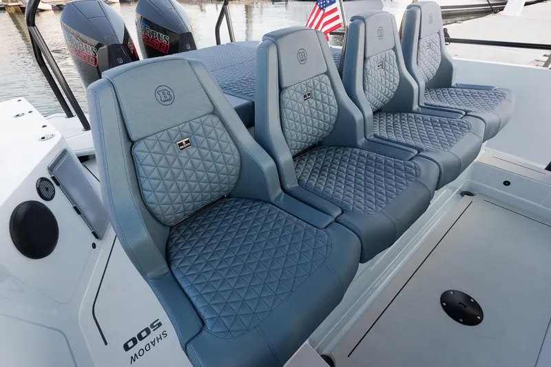 Slide: The Image of 2023 BRABUS Shadow 500 T-Top AFT Cabin with luxurious quilted seating. - 14