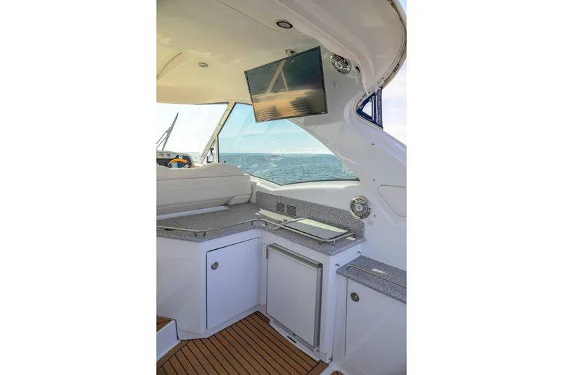 Slide: The Image of Interior of 2010 Formula 45 Yacht with modern amenities and ocean view. - 10