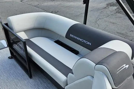 Slide: The Image of 2026 Bennington 22 SSR boat seating with sleek, modern design and comfortable upholstery. - 4
