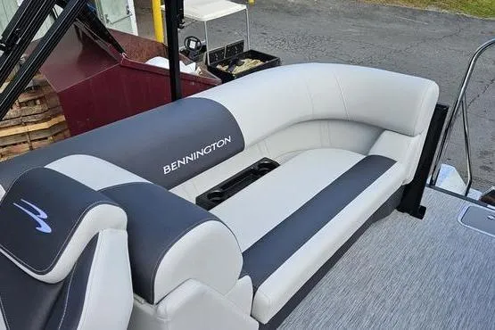 Slide: The Image of Luxurious seating on 2026 Bennington 22 SSR pontoon boat, featuring sleek design and comfort. - 5