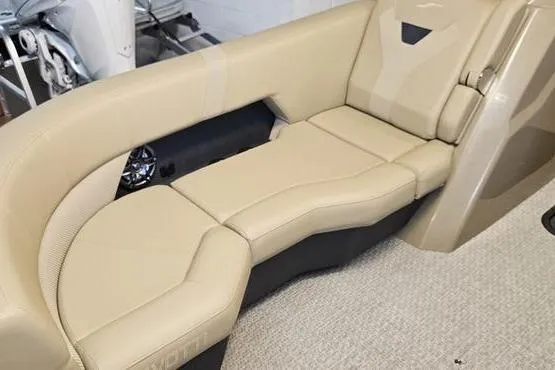Slide: The Image of Luxurious beige seating in 2026 Evotti 521QL boat interior. - 10