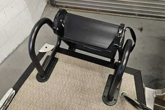 Slide: The Image of Black metal folding seat on a textured platform, Evotti 521QL, 2026 model. - 12