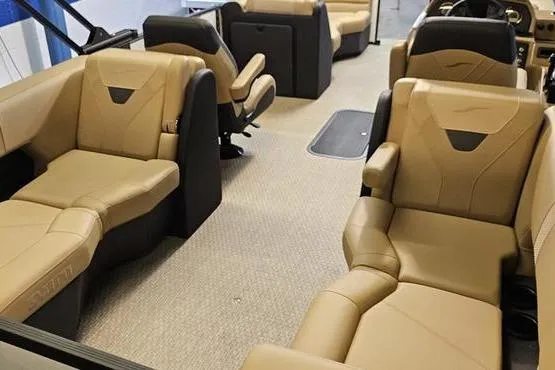Slide: The Image of Luxurious interior of 2026 Evotti 521QL boat with beige leather seating and modern design. - 14