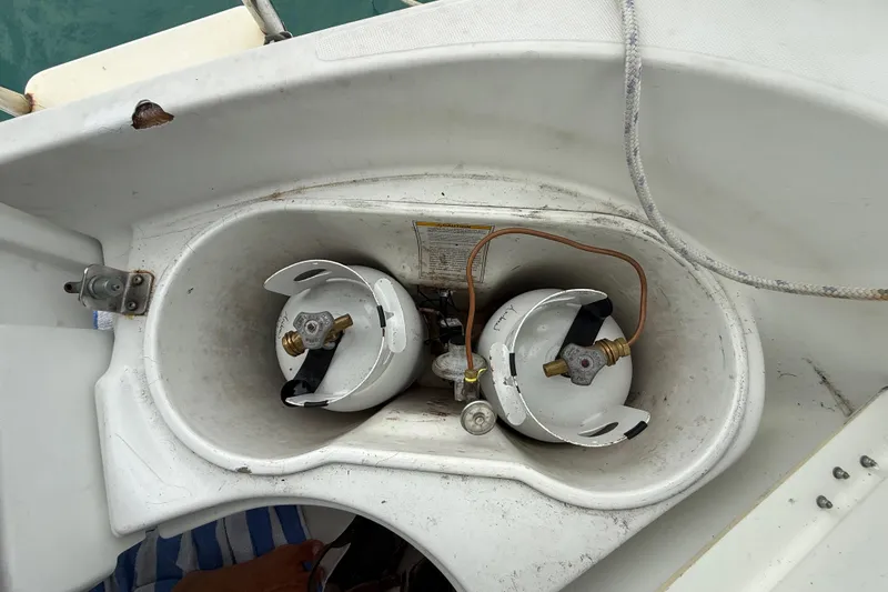 Slide: The Image of Propane storage compartment on a 2003 Jeanneau Sun Odyssey 37 sailboat. - 100