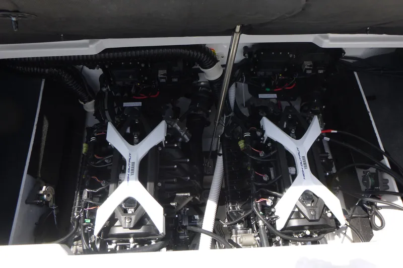 Slide: The Image of 2026 Yamaha Boats 222S engine compartment showcasing dual high-output engines. - 16