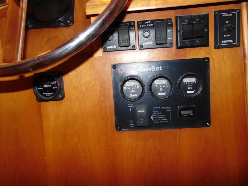 Slide: The Image of Control panel of a 2004 Sabre 36 Flybridge boat with Onan GenSet. - 20