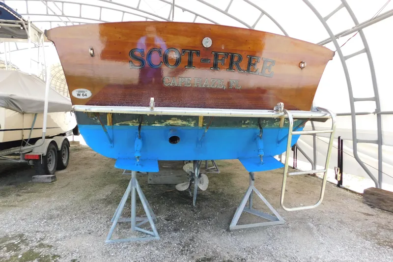 Slide: The Image of 1995 Lyman 27 Cruisette boat named "Scot-Free" in storage, Cape Haze, FL. - 37
