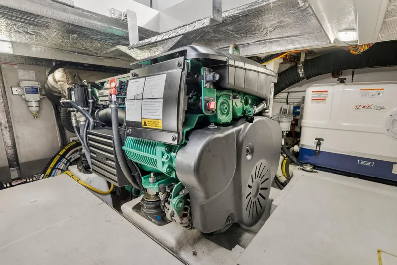 Slide: The Image of Engine room of 2023 Galeon 400 Fly yacht, showcasing modern machinery and equipment. - 45