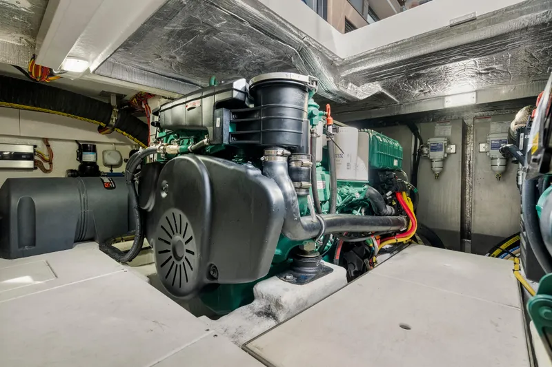 Slide: The Image of Engine room of 2023 Galeon 400 Fly yacht, showcasing advanced machinery and components. - 46