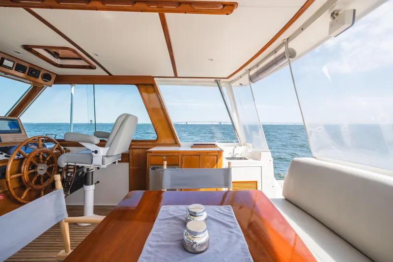 Slide: The Image of Interior of 1999 Grand Banks 49 Eastbay HX yacht with ocean view. - 27