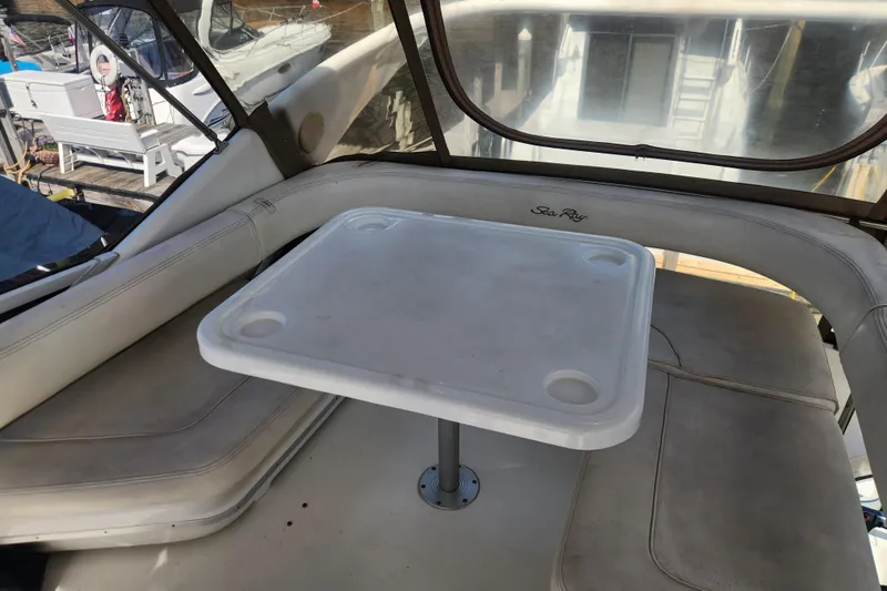 Slide: The Image of Interior seating area of a 2001 Sea Ray 400 Sedan Bridge yacht. - 30
