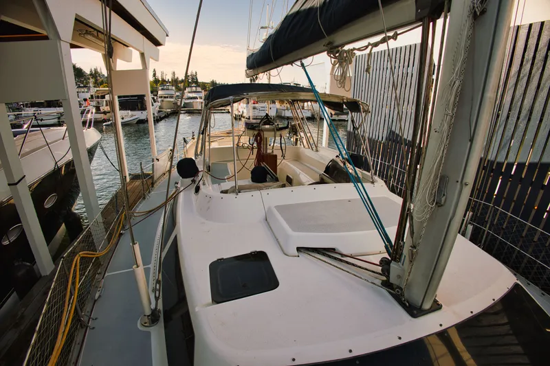Slide: The Image of 1994 Hunter Passage sailboat docked at marina. - 8