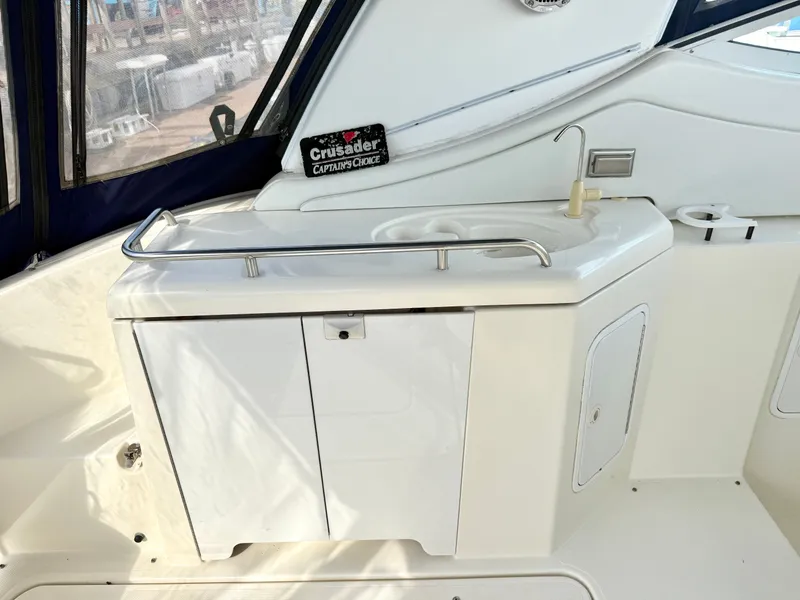 Slide: The Image of Interior of 2003 Cruisers Yachts 3772 Express with sink. - 4