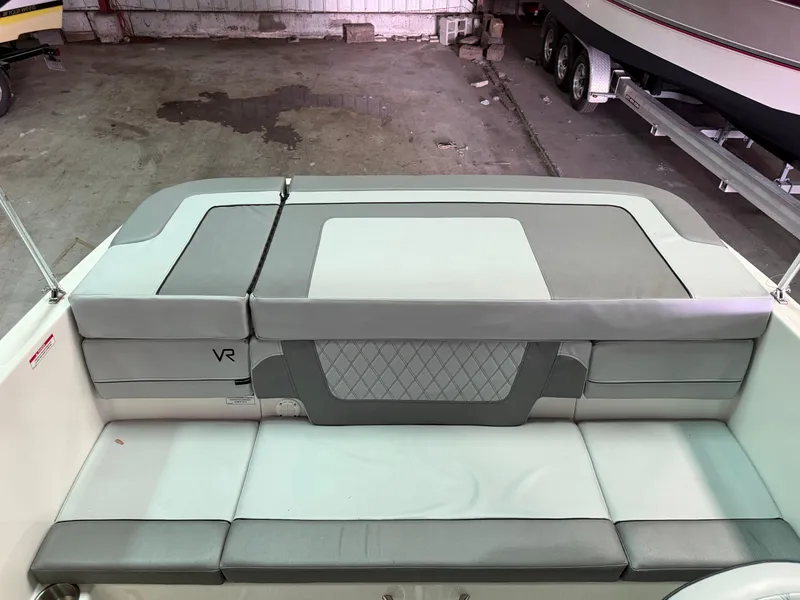 Slide: The Image of Interior of 2023 Bayliner VR4 BOWRIDER with gray upholstery. - 8