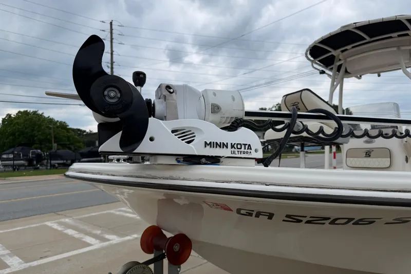 Slide: The Image of 2020 Carolina Skiff 21 LS with Minn Kota Ulterra trolling motor on trailer. - 36