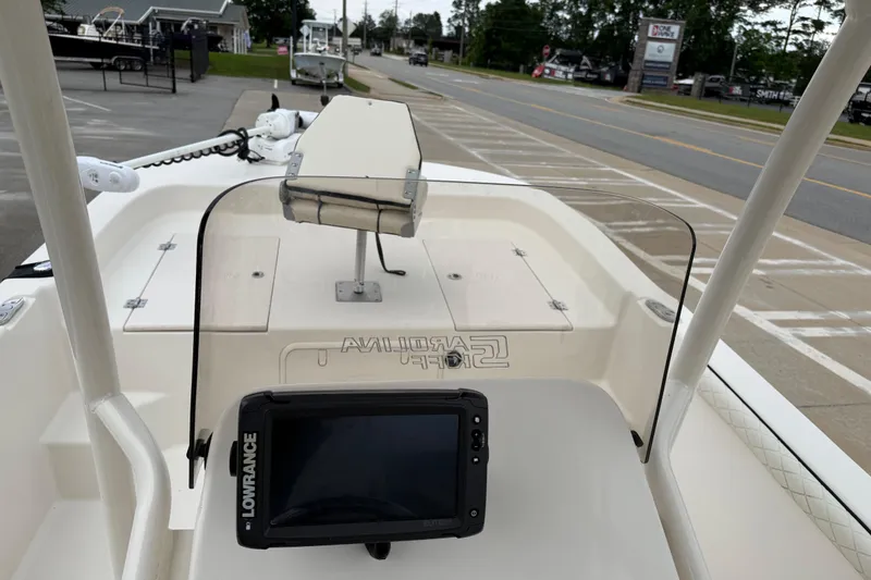 Slide: The Image of 2020 Carolina Skiff 21 LS boat dashboard with Lowrance navigation system. - 48