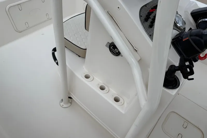 Slide: The Image of 2020 Carolina Skiff 21 LS boat interior with console and seating details. - 51