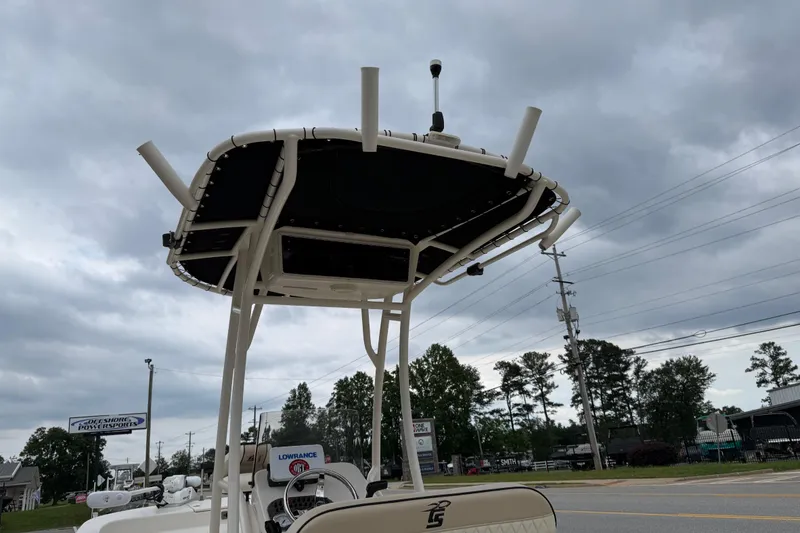 Slide: The Image of 2020 Carolina Skiff 21 LS boat with T-top under cloudy sky. - 65