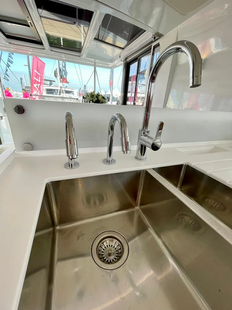 Slide: The Image of Stainless steel sink with modern faucets on a Bali 4.2 yacht, 2026 model. - 9