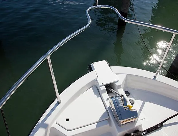 Slide: The Image of Manufacturer Provided Image: Bow of 2020 Ranger Tugs R-31 CB boat with anchor and railing. - 53