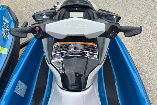 Slide: The Image of 2021 Seadoo GTI SE 130 jet ski dashboard with handlebars and control panel. - 10