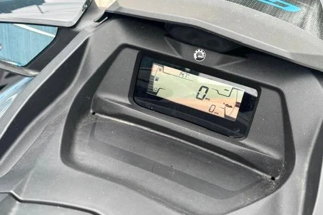Slide: The Image of 2021 Seadoo GTI SE 130 dashboard display showing speedometer and controls. - 11