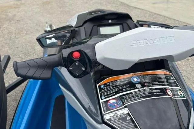 Slide: The Image of 2021 Seadoo GTI SE 130 jet ski handlebars and dashboard close-up. - 13