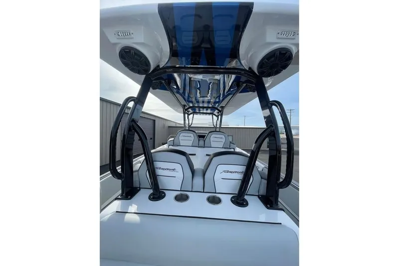 Slide: The Image of 2026 Renegade 38 Open boat interior with sleek seating and modern design. - 12