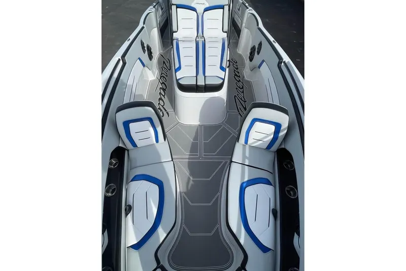 Slide: The Image of 2026 Renegade 38 Open boat interior with sleek seating and modern design. - 7