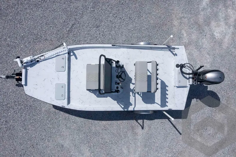 Slide: The Image of Top view of a 2017 Shoalwater 19' Catamaran on gravel surface. - 22