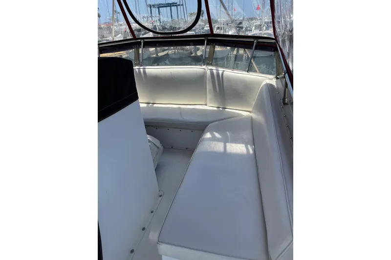 Slide: The Image of Helm of 1980 Golden Egg 48 Sport Fish with navigation equipment and seating. - 12