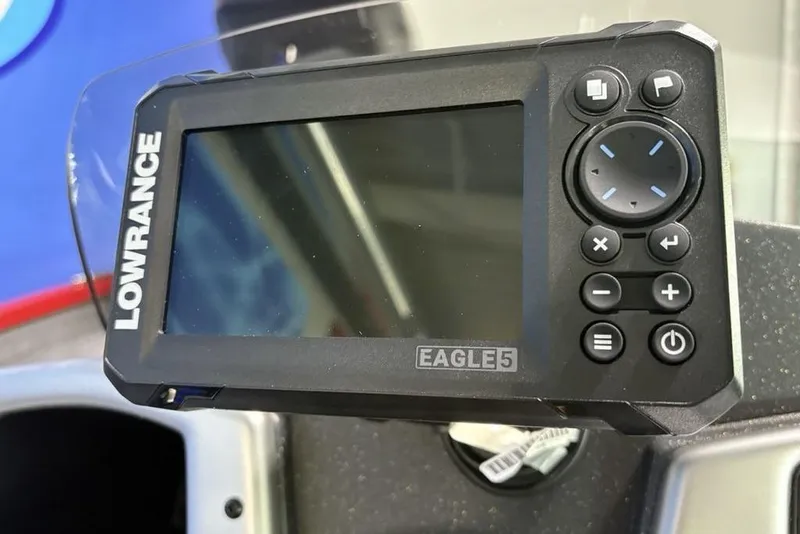 Slide: The Image of Lowrance Eagle 5 fish finder on 2026 Tracker Pro Team 190 boat dashboard. - 28