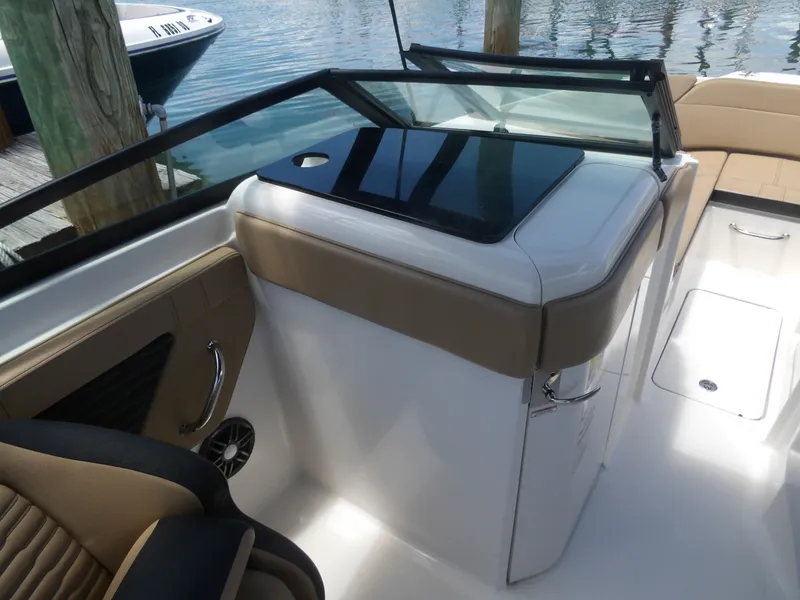 Slide: The Image of Interior of 2024 Sea Ray SPX 230 with sleek design features. - 11