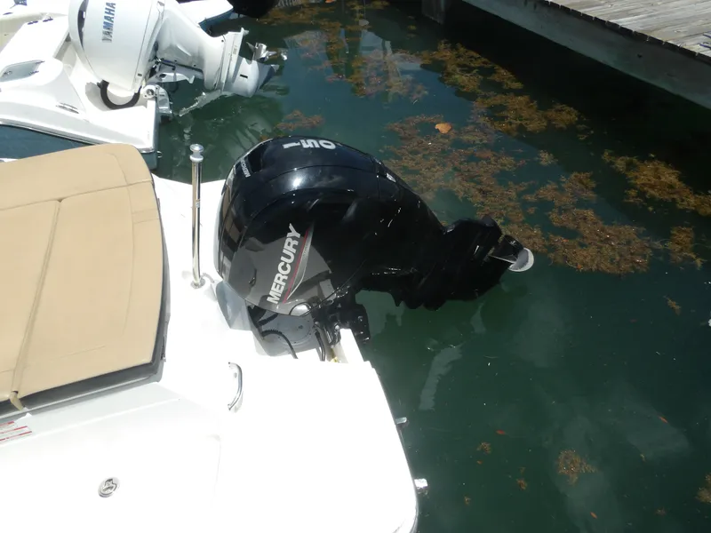 Slide: The Image of 2024 Sea Ray SPX 230 with Mercury outboard motor at dock. - 7