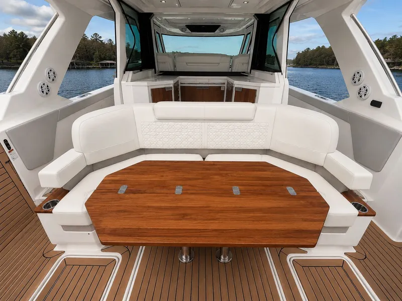 Slide: The Image of Interior of 2023 Tiara Yachts 48 LS with luxurious seating area. - 6