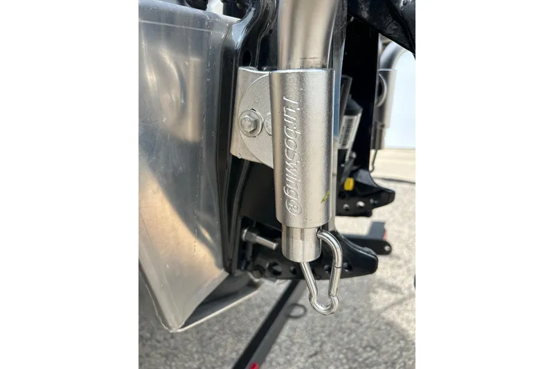 Slide: The Image of Close-up of a 2022 Starcraft CX 21 C boat component with metal latch. - 23
