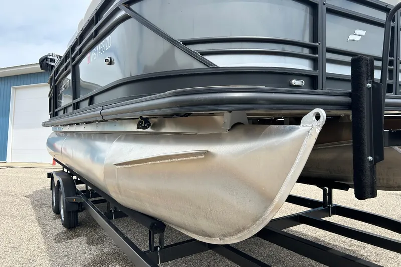 Slide: The Image of 2022 Starcraft CX 21 C pontoon boat on trailer, side view. - 5