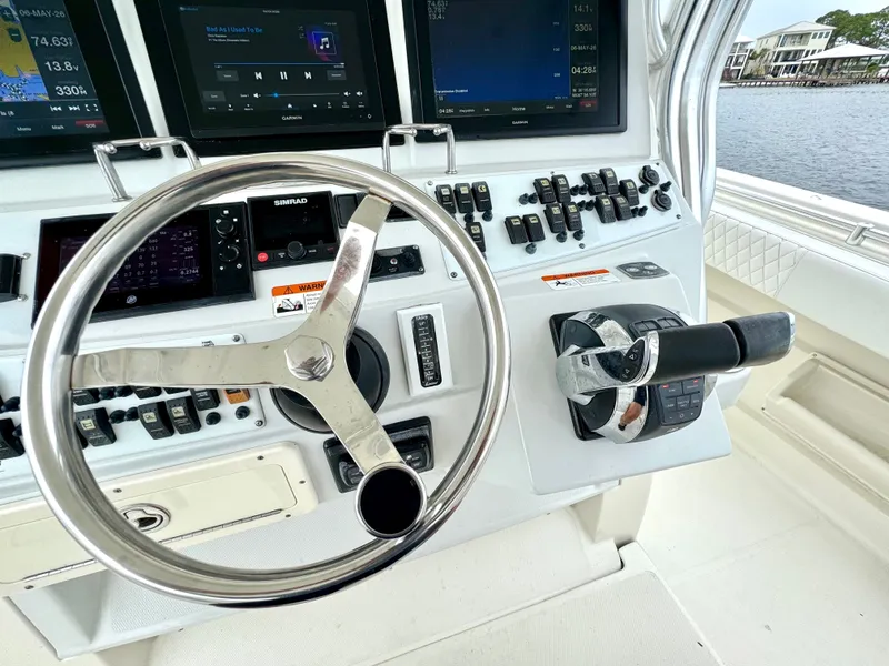 Slide: The Image of 2009 Hydra-Sports Vector 4100CC helm with advanced controls. - 40