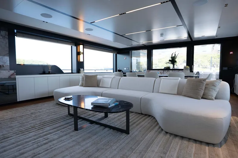 Slide: The Image of Luxurious interior of 2025 Alpha 100 Squalo Co Ownership yacht, featuring modern design and elegant furnishings. - 23