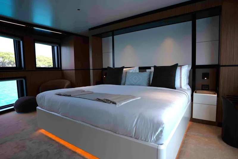 Slide: The Image of Luxurious bedroom interior on 2025 Alpha 100 Squalo Co Ownership yacht. - 29