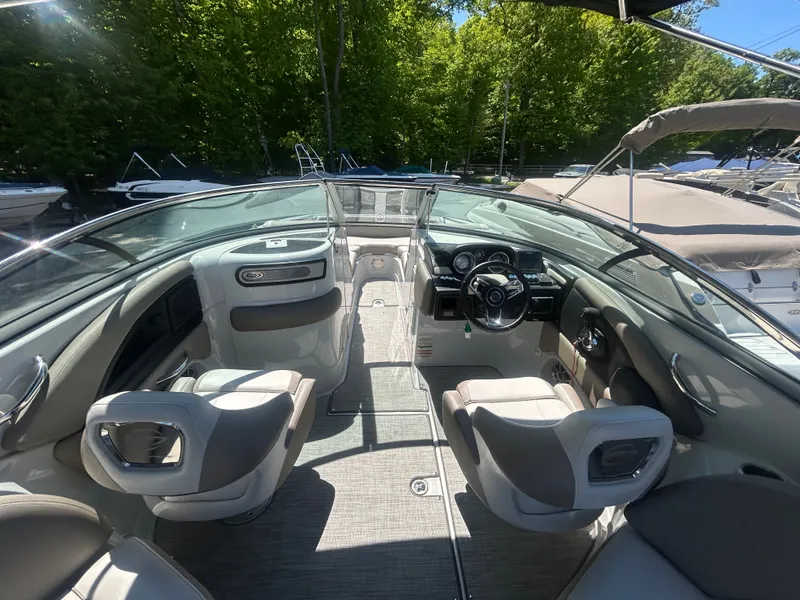 Slide: The Image of Interior of a 2019 Crownline E255XS boat, modern design. - 13