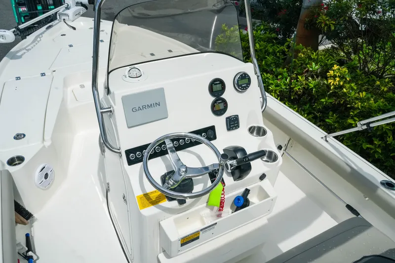 Slide: The Image of 2025 Key West 210 Bay Reef boat console with Garmin navigation system. - 23
