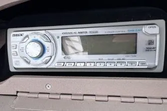 Slide: The Image of Sony marine stereo system in a 2007 Cobalt 232 boat dashboard. - 17