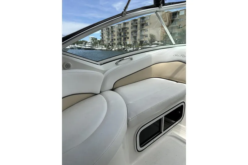 Slide: The Image of Interior seating of 2008 Sea Ray Sundancer 260 boat with waterfront view. - 20