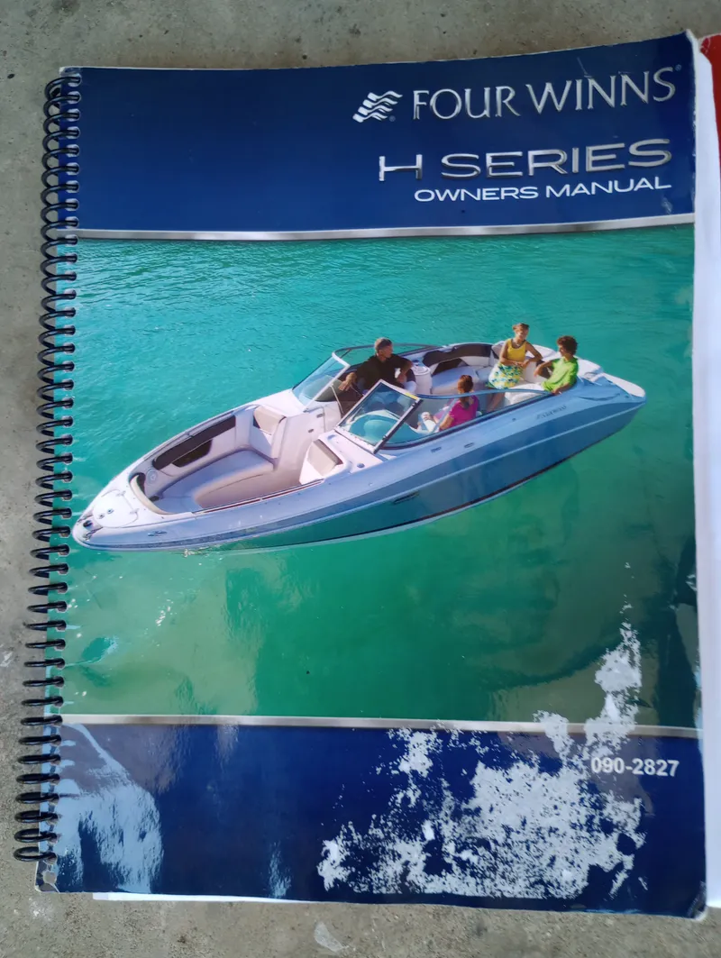 Slide: The Image of Four Winns H260 2013 manual featuring boat on turquoise water. - 43