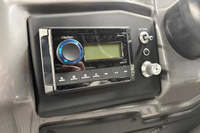 Slide: The Image of Dashboard of 2026 Evotti 523QL featuring a Clarion audio system. - 6